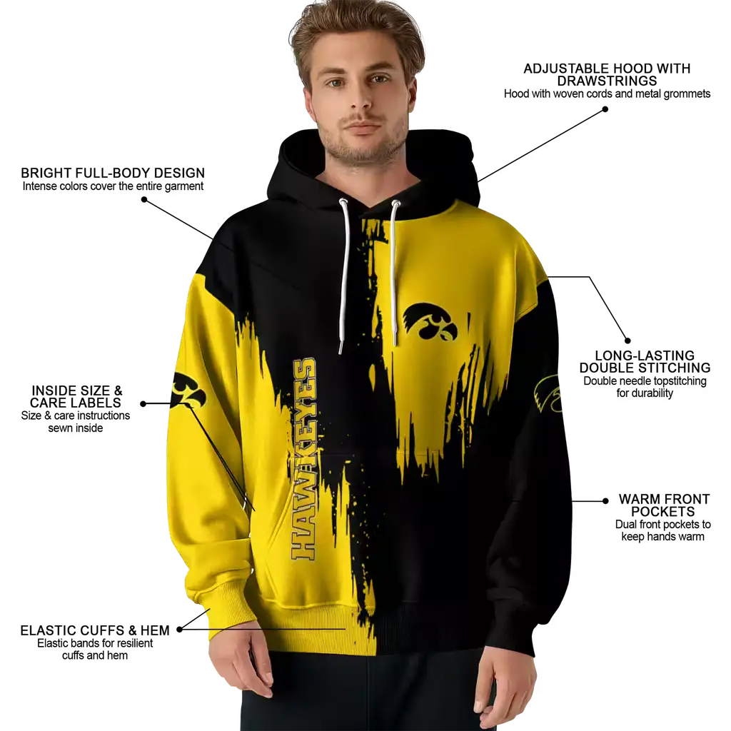 iowa hawkeyes splatter effect black hoodie latest model iowa hawkeyes splatter effect black hoodie latest model