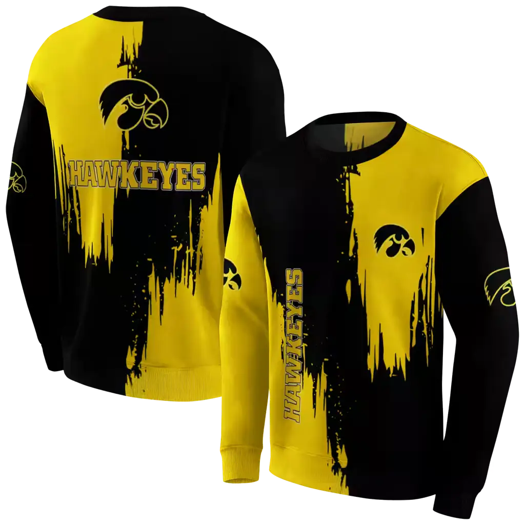 iowa hawkeyes splatter effect black hoodie premium grade iowa hawkeyes splatter effect black hoodie premium grade
