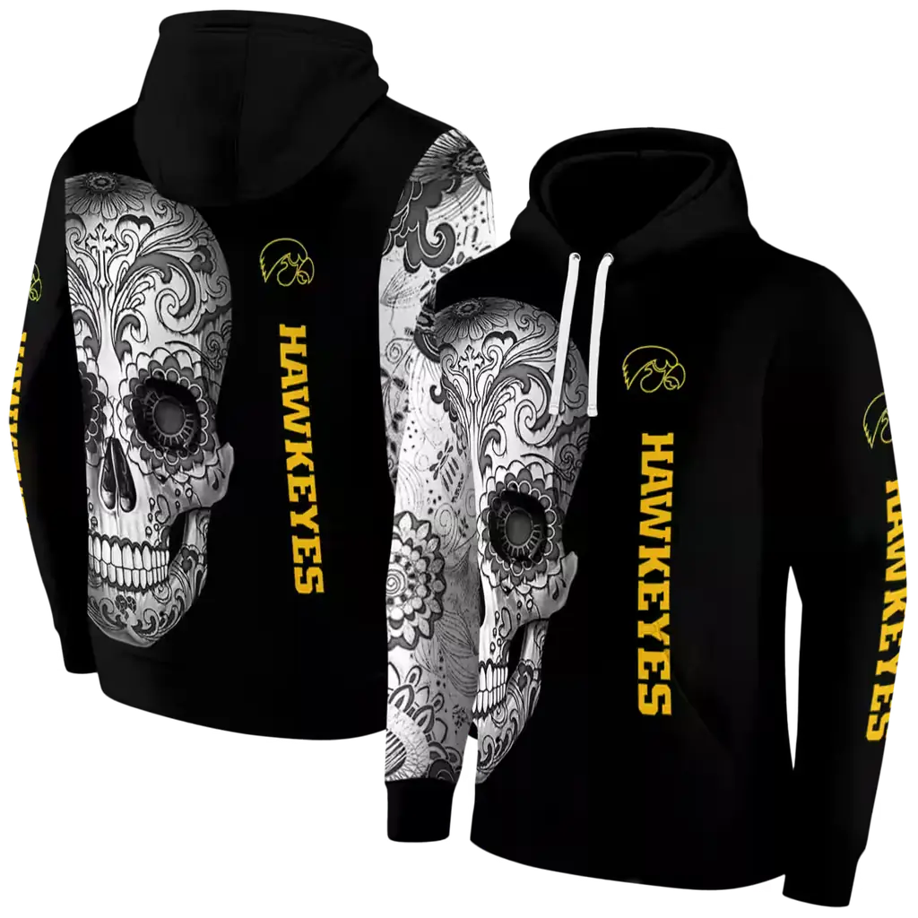 iowa hawkeyes sugar skull black hoodie fashion forward iowa hawkeyes sugar skull black hoodie fashion forward