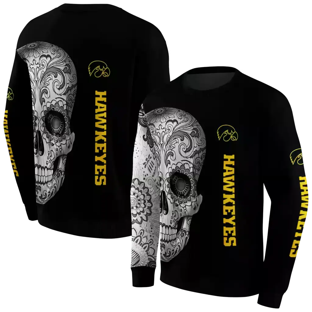iowa hawkeyes sugar skull black hoodie premium grade iowa hawkeyes sugar skull black hoodie premium grade