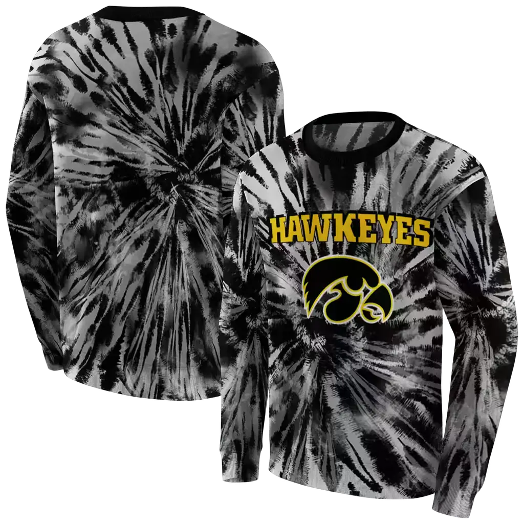 iowa hawkeyes tie dye pattern black hoodie premium grade iowa hawkeyes tie dye pattern black hoodie premium grade