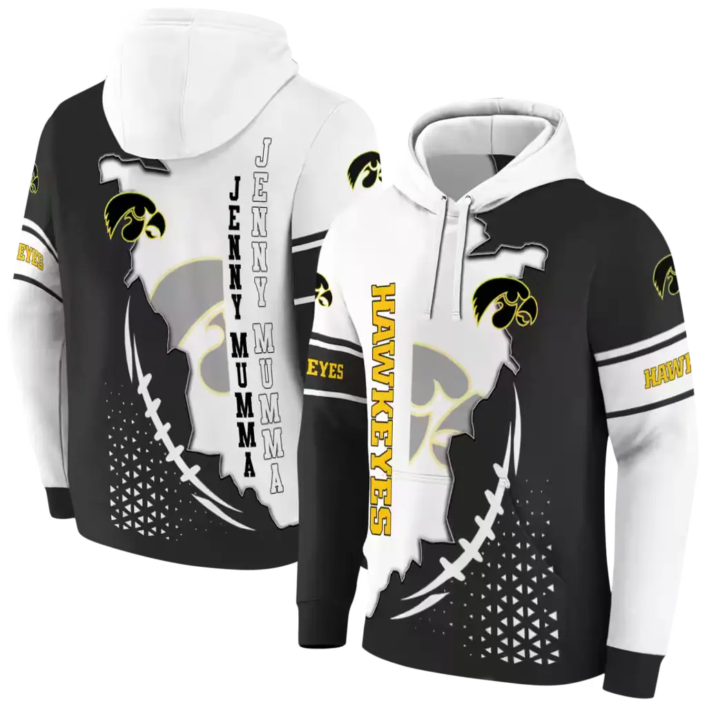 iowa hawkeyes triangular pattern black white hoodie fashion forward iowa hawkeyes triangular pattern black white hoodie fashion forward