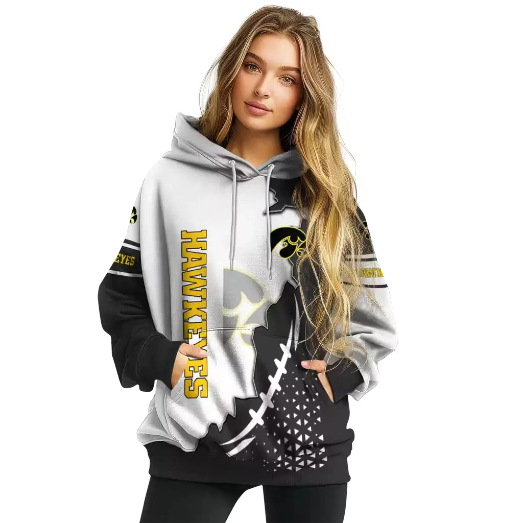 iowa hawkeyes triangular pattern black white hoodie high quality iowa hawkeyes triangular pattern black white hoodie high quality