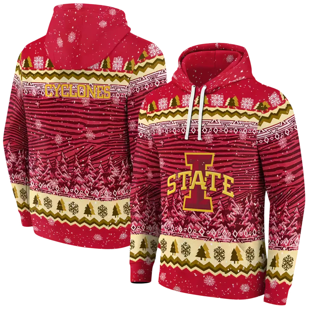 iowa state cyclones christmas trees red hoodie fashion forward iowa state cyclones christmas trees red hoodie fashion forward