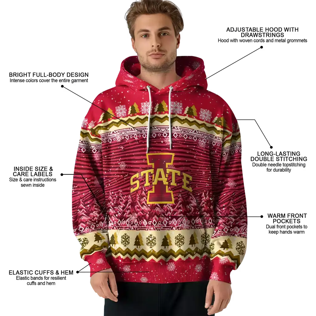 iowa state cyclones christmas trees red hoodie latest model iowa state cyclones christmas trees red hoodie latest model