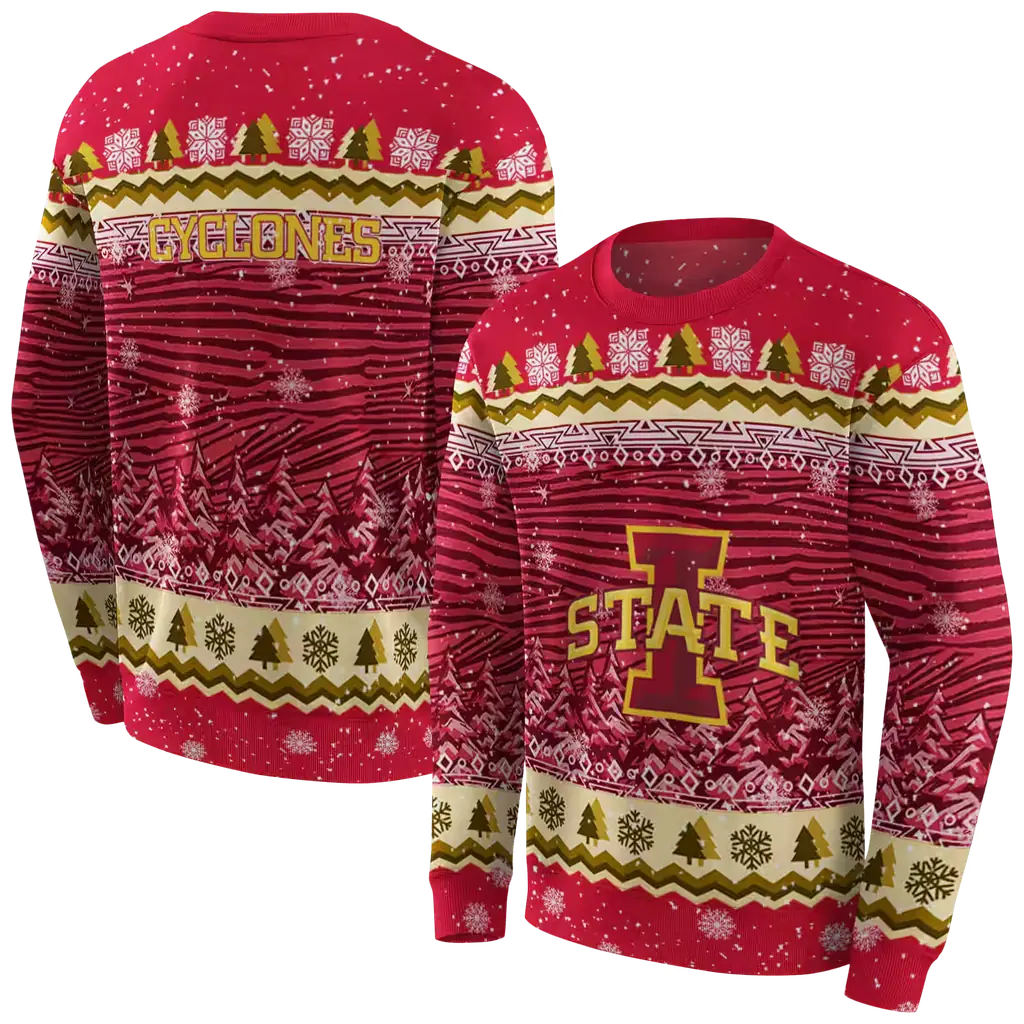 iowa state cyclones christmas trees red hoodie premium grade iowa state cyclones christmas trees red hoodie premium grade