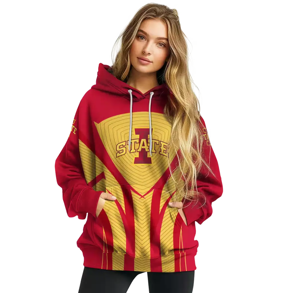 iowa state cyclones concentric lines red black hoodie high quality iowa state cyclones concentric lines red black hoodie high quality