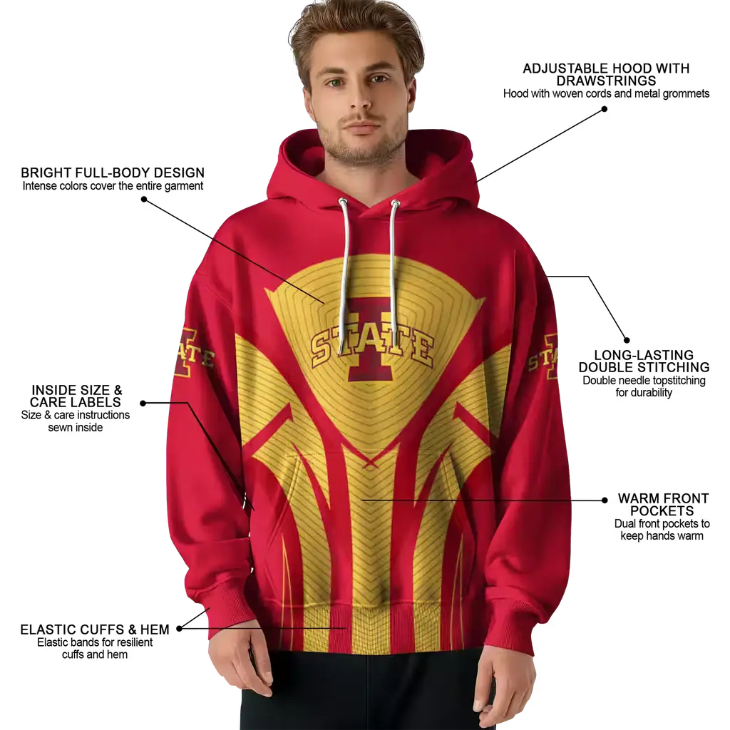 iowa state cyclones concentric lines red black hoodie latest model iowa state cyclones concentric lines red black hoodie latest model