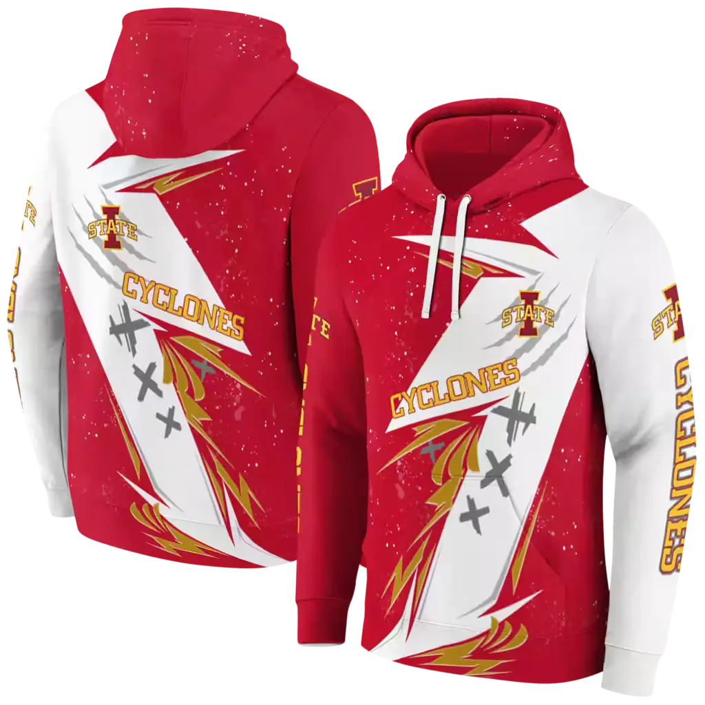 iowa state cyclones dynamic slash red white hoodie fashion forward iowa state cyclones dynamic slash red white hoodie fashion forward