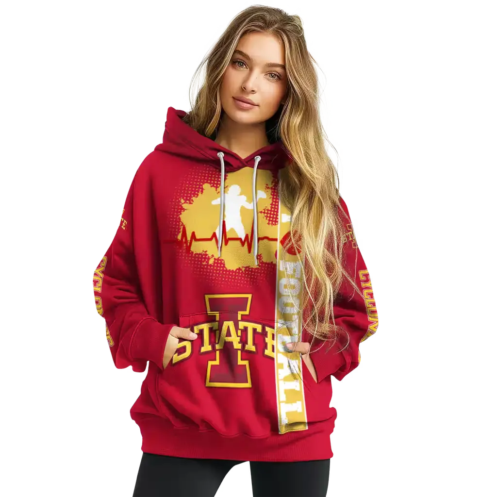 iowa state cyclones football heartbeat red hoodie high quality iowa state cyclones football heartbeat red hoodie high quality