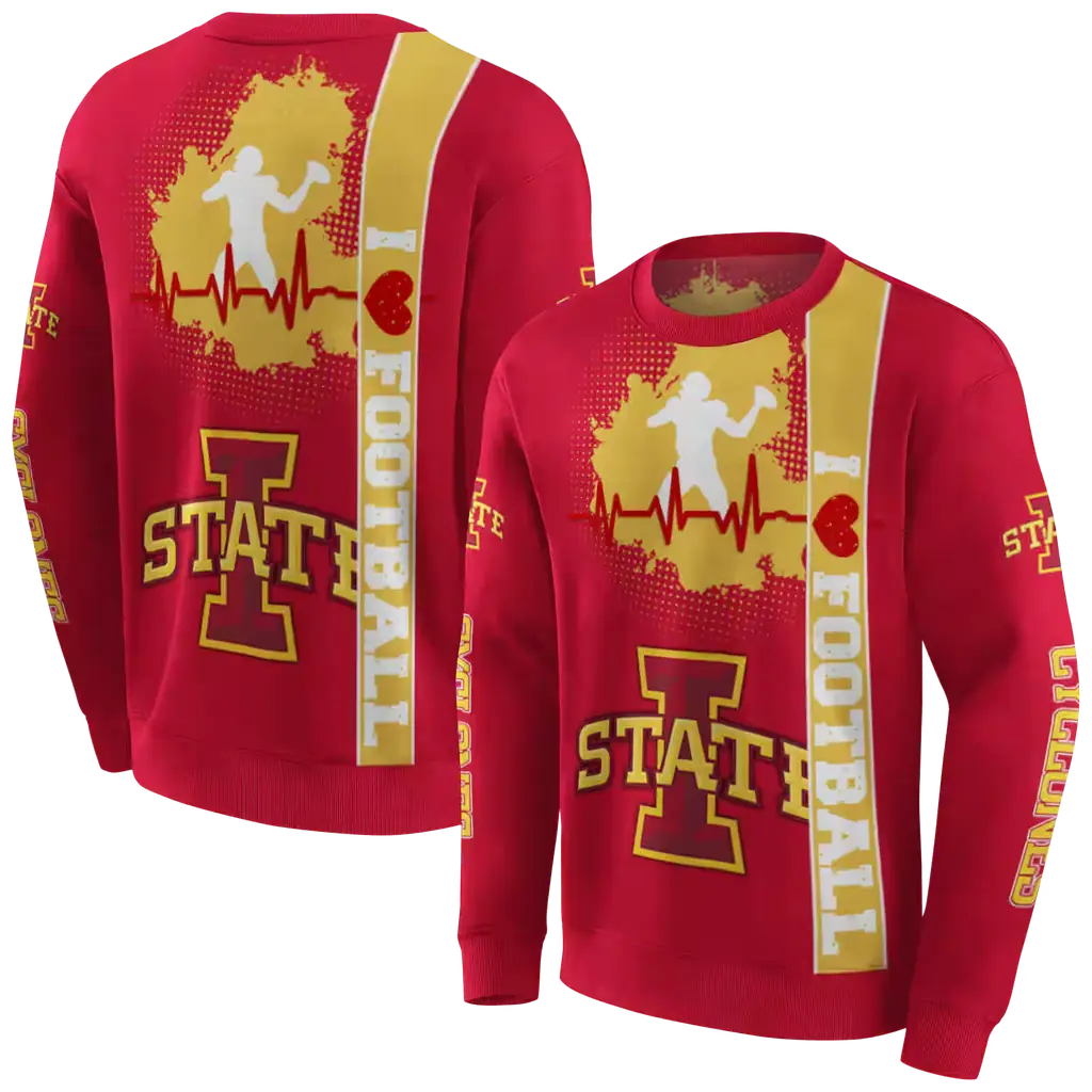 iowa state cyclones football heartbeat red hoodie premium grade iowa state cyclones football heartbeat red hoodie premium grade
