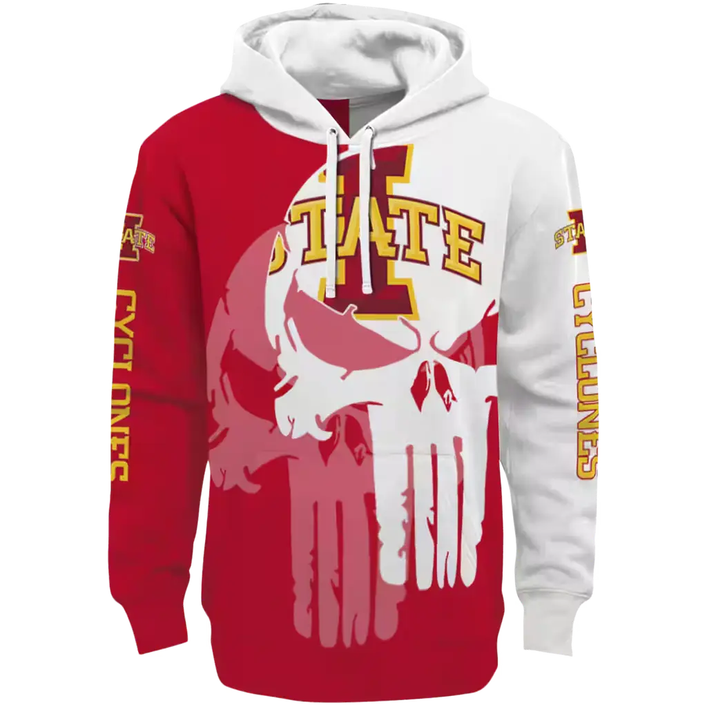 iowa state cyclones graphic punisher red white hoodie best selling iowa state cyclones graphic punisher red white hoodie best selling