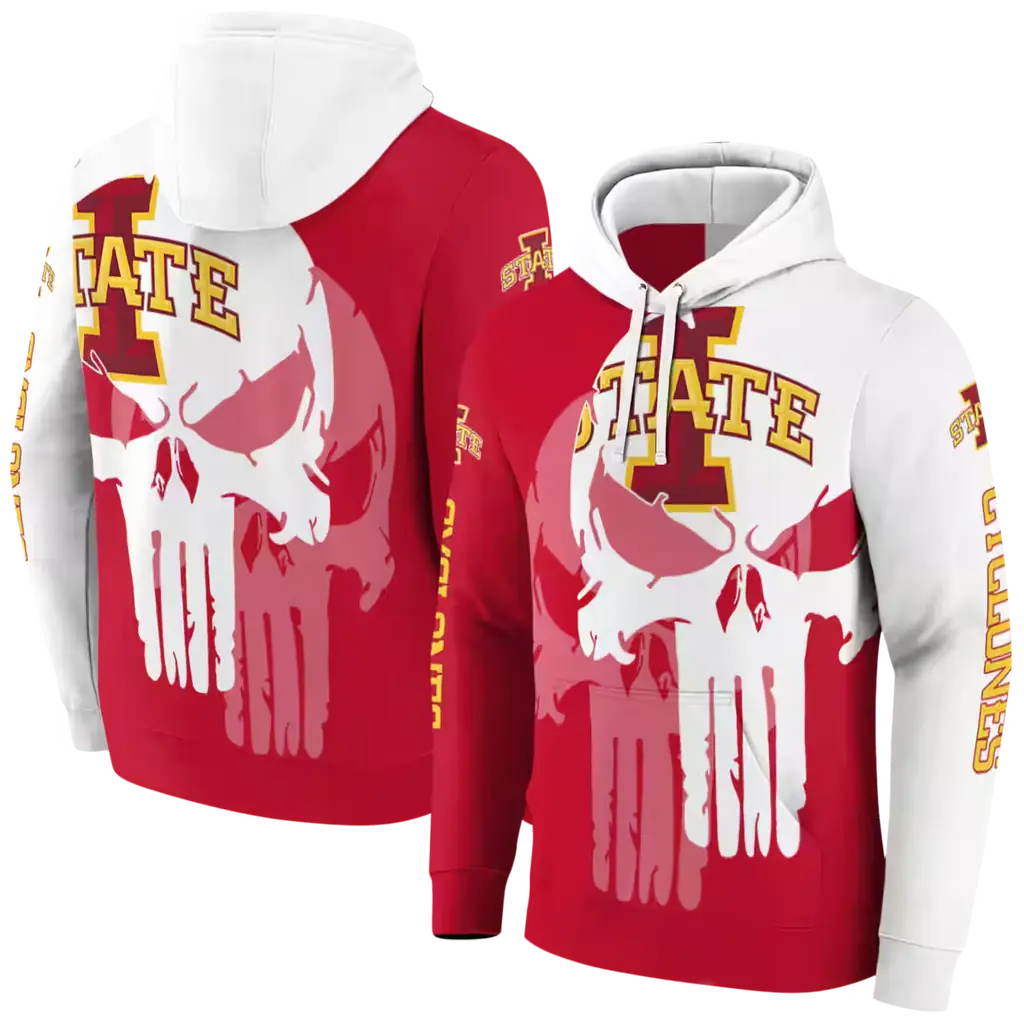 iowa state cyclones graphic punisher red white hoodie fashion forward iowa state cyclones graphic punisher red white hoodie fashion forward