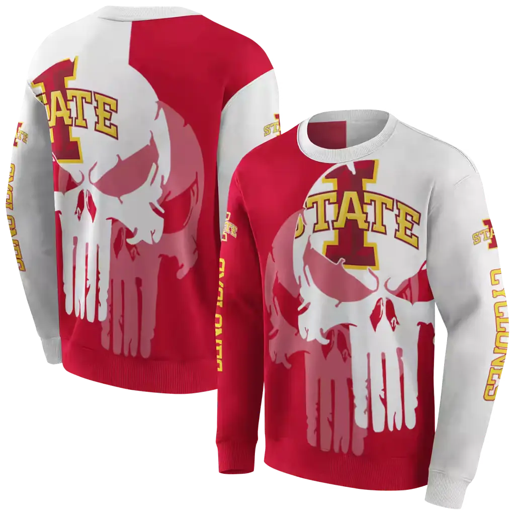 iowa state cyclones graphic punisher red white hoodie premium grade iowa state cyclones graphic punisher red white hoodie premium grade