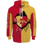 iowa state cyclones heartbeat graphic red hoodie best selling