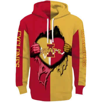 iowa state cyclones heartbeat graphic red hoodie best selling