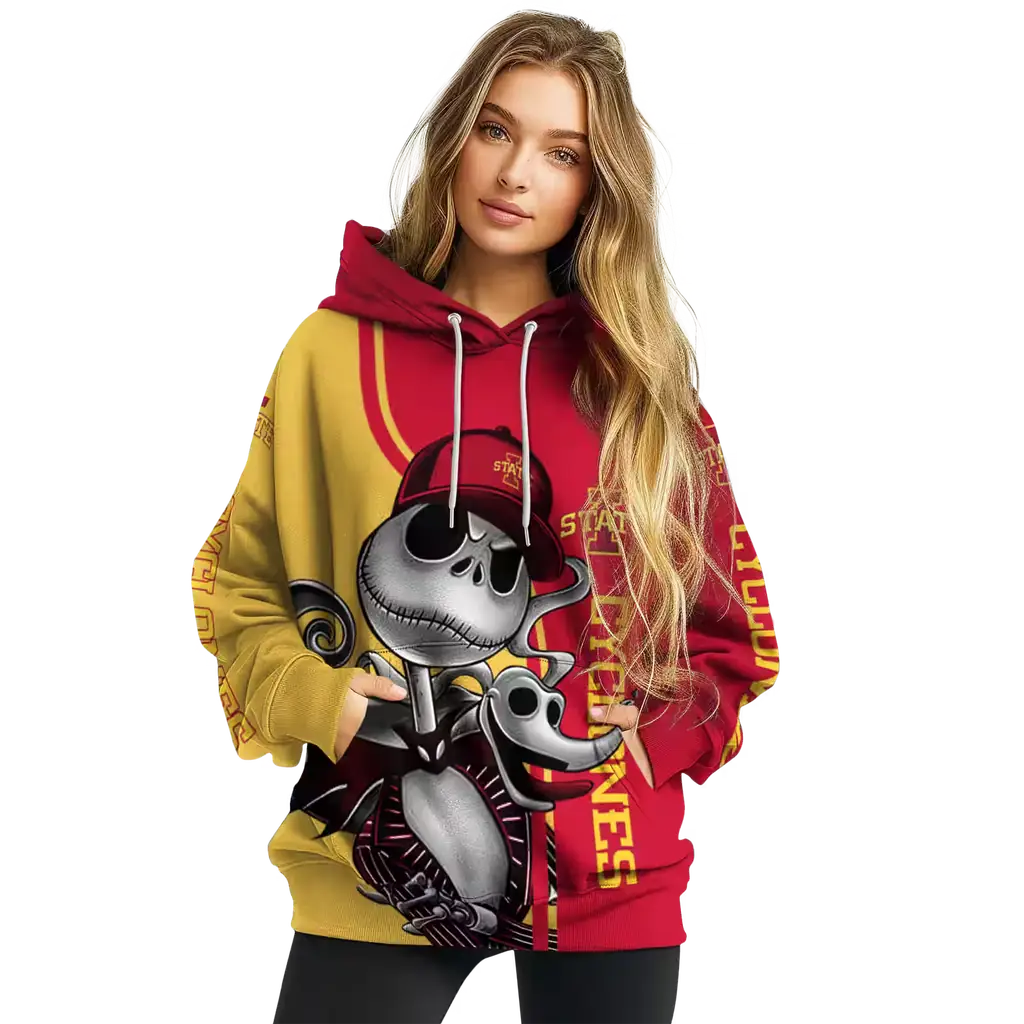 iowa state cyclones jack skellington red hoodie high quality iowa state cyclones jack skellington red hoodie high quality