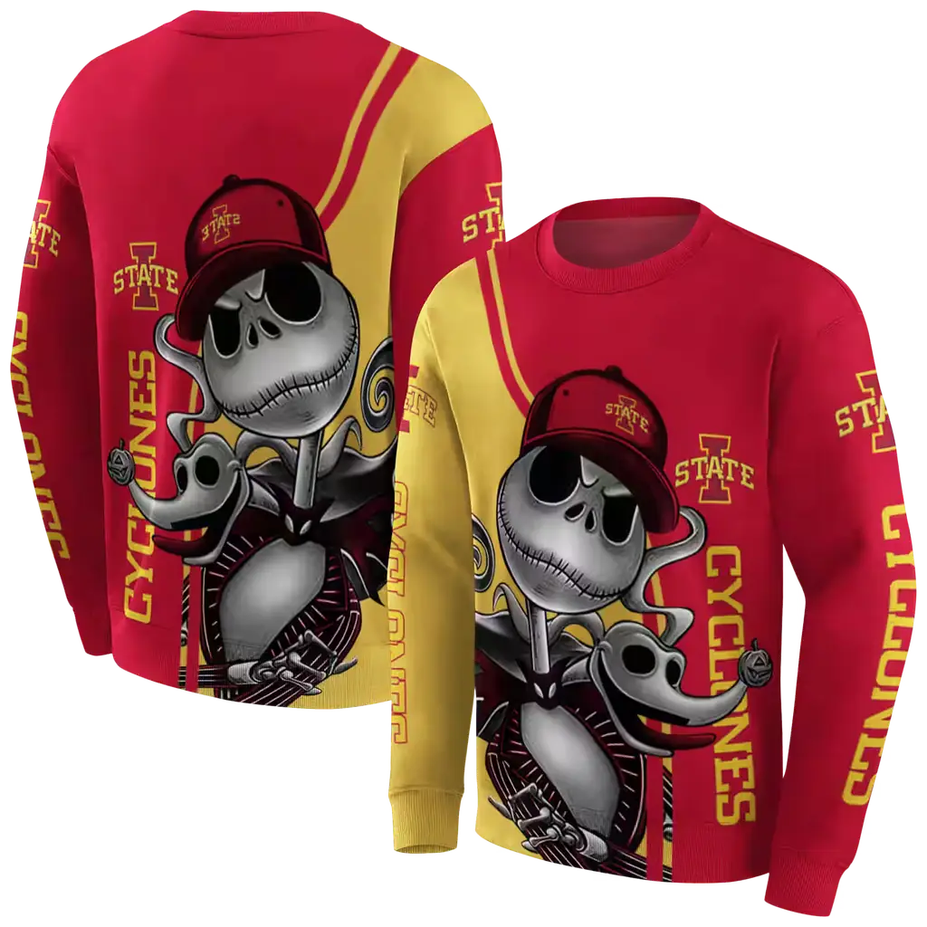 iowa state cyclones jack skellington red hoodie premium grade iowa state cyclones jack skellington red hoodie premium grade