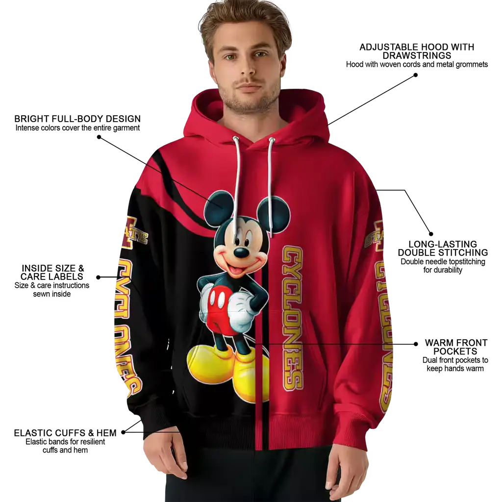 iowa state cyclones mickey mouse red black hoodie latest model iowa state cyclones mickey mouse red black hoodie latest model