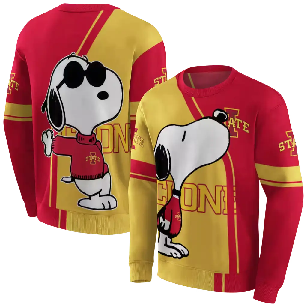 iowa state cyclones playful snoopy red hoodie premium grade iowa state cyclones playful snoopy red hoodie premium grade
