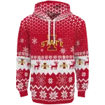 iowa state cyclones reindeer motif red hoodie best selling