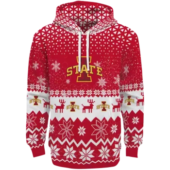iowa state cyclones reindeer motif red hoodie best selling