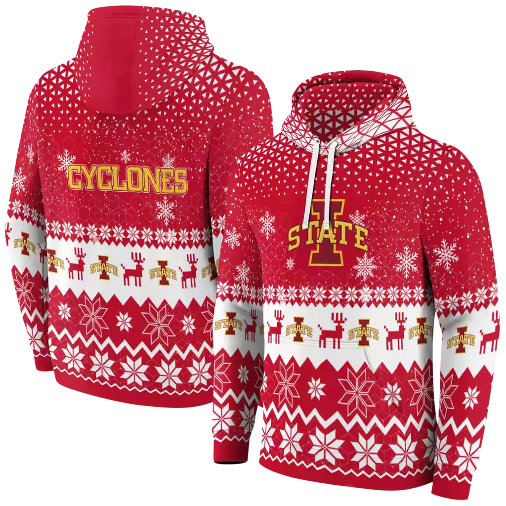 iowa state cyclones reindeer motif red hoodie fashion forward iowa state cyclones reindeer motif red hoodie fashion forward