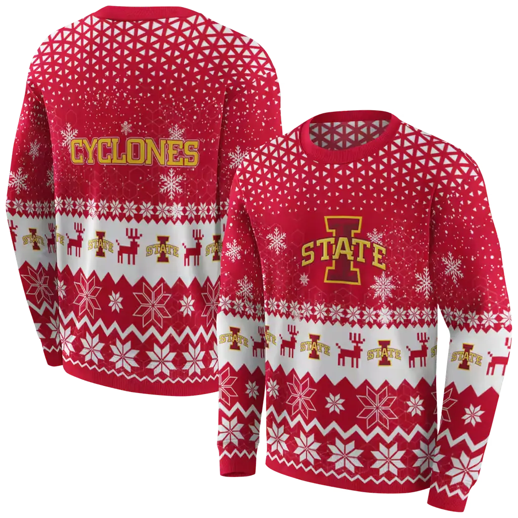 iowa state cyclones reindeer motif red hoodie premium grade iowa state cyclones reindeer motif red hoodie premium grade