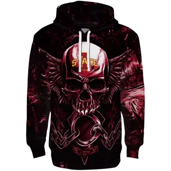 iowa state cyclones skull artwork red black hoodie best selling
