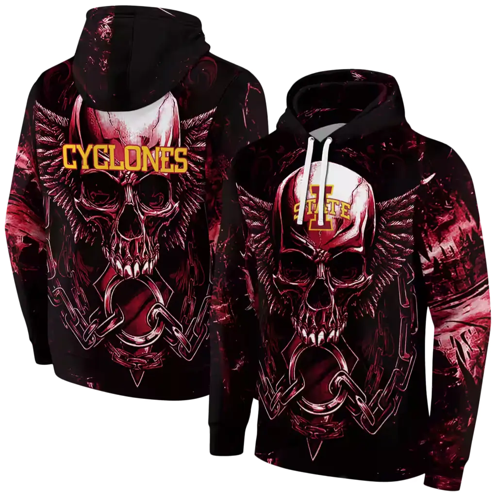 iowa state cyclones skull artwork red black hoodie fashion forward iowa state cyclones skull artwork red black hoodie fashion forward