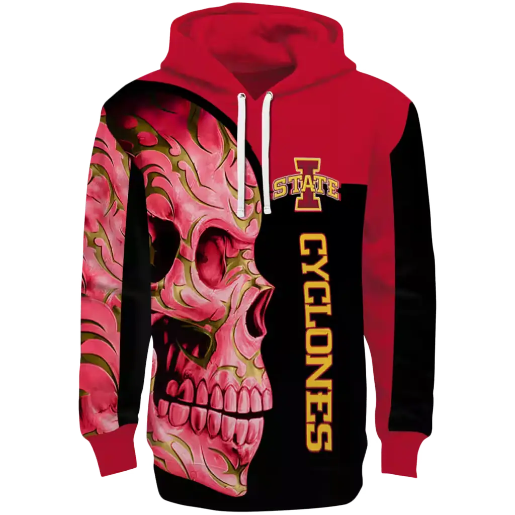 iowa state cyclones skull motif red black hoodie best selling iowa state cyclones skull motif red black hoodie best selling