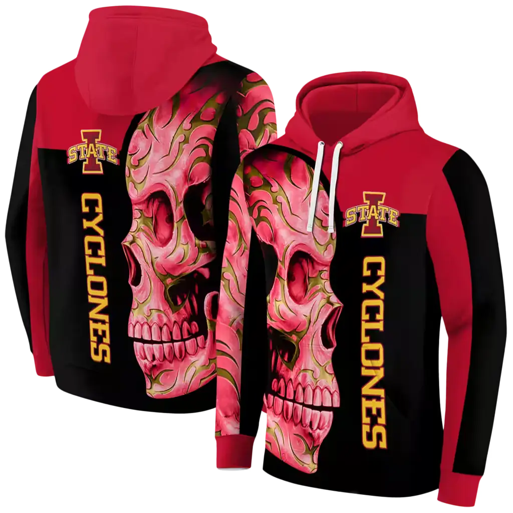 iowa state cyclones skull motif red black hoodie fashion forward iowa state cyclones skull motif red black hoodie fashion forward