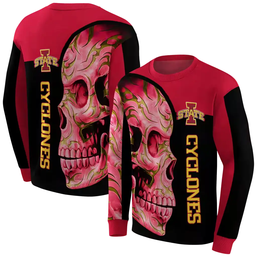 iowa state cyclones skull motif red black hoodie premium grade iowa state cyclones skull motif red black hoodie premium grade