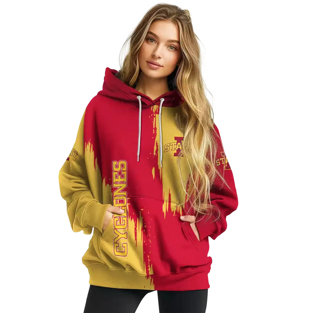 iowa state cyclones splatter effect red hoodie high quality iowa state cyclones splatter effect red hoodie high quality