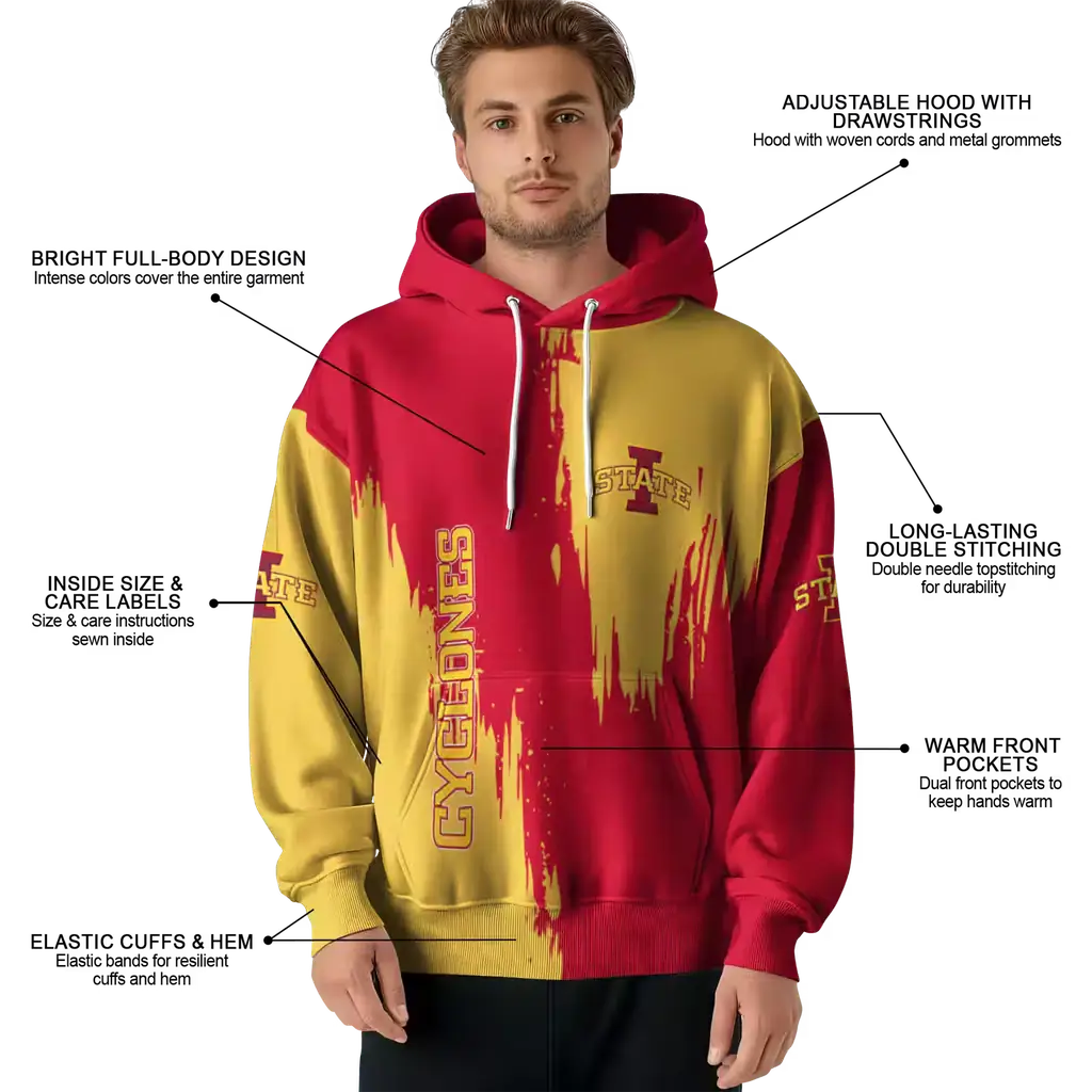 iowa state cyclones splatter effect red hoodie latest model iowa state cyclones splatter effect red hoodie latest model