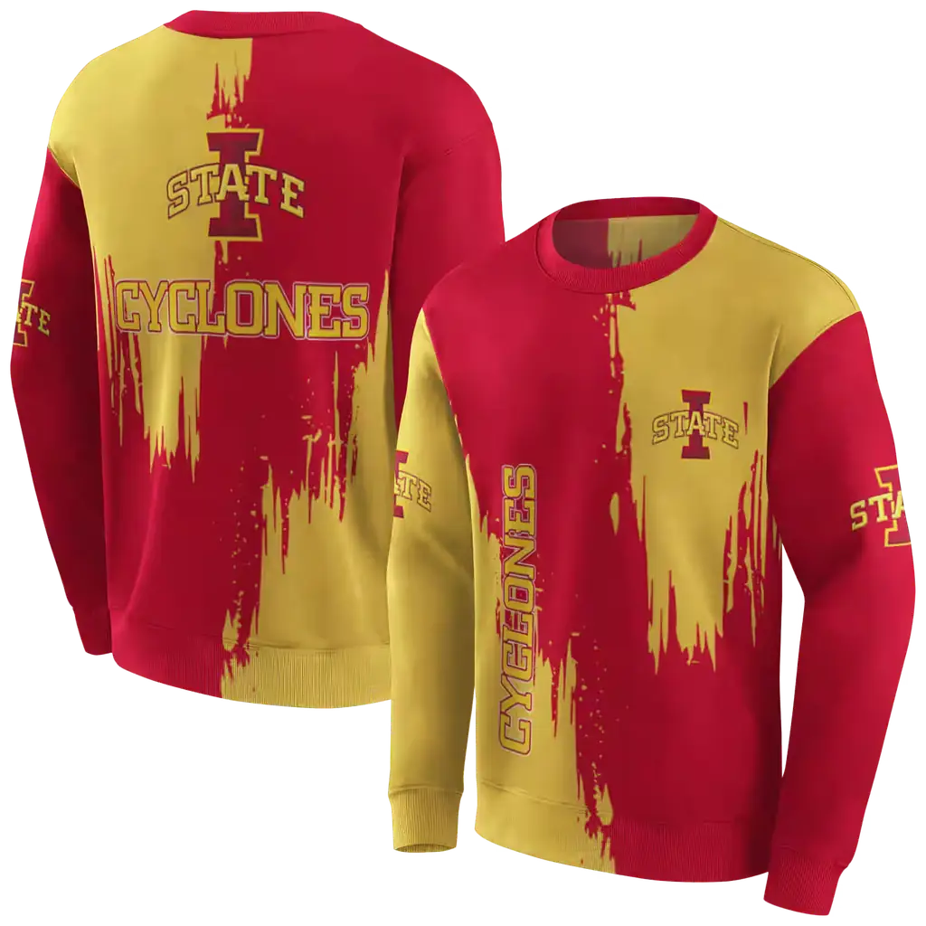 iowa state cyclones splatter effect red hoodie premium grade iowa state cyclones splatter effect red hoodie premium grade