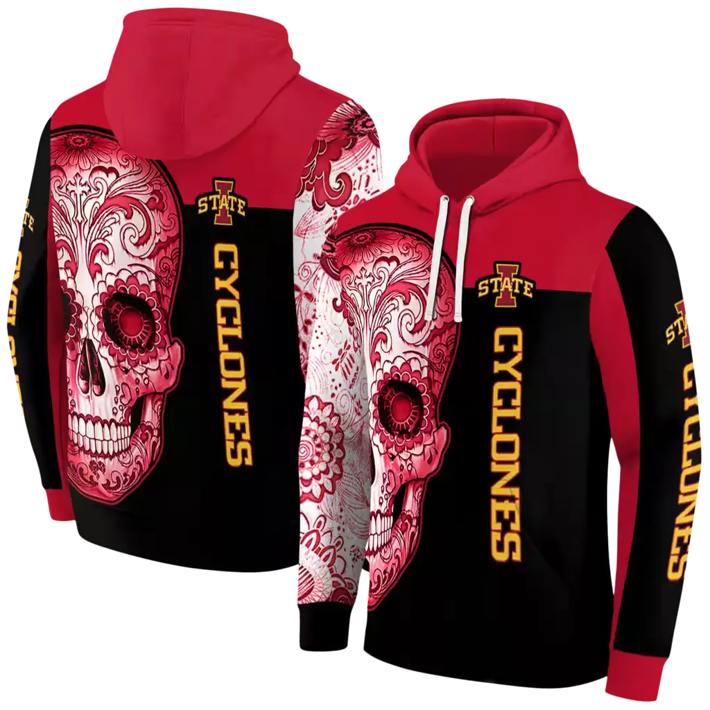 iowa state cyclones sugar skull red black hoodie fashion forward iowa state cyclones sugar skull red black hoodie fashion forward