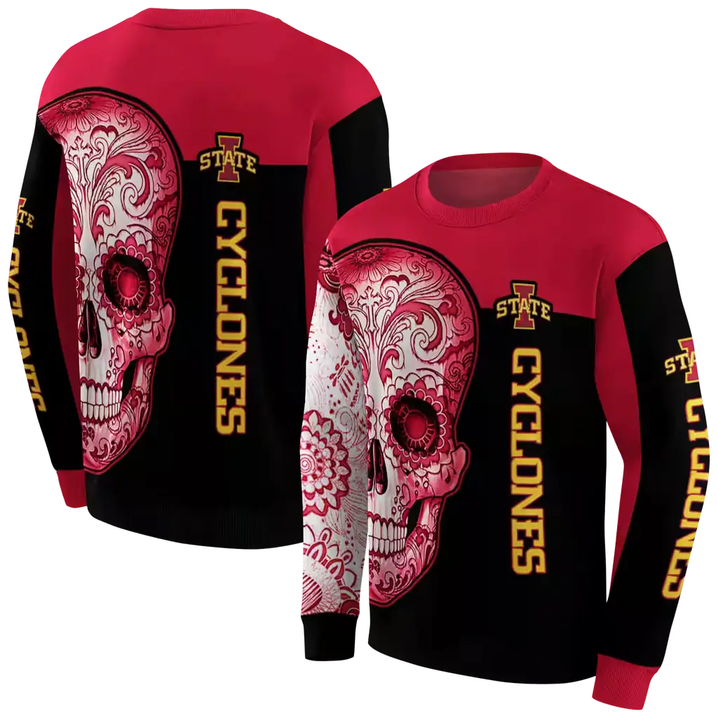 iowa state cyclones sugar skull red black hoodie premium grade iowa state cyclones sugar skull red black hoodie premium grade