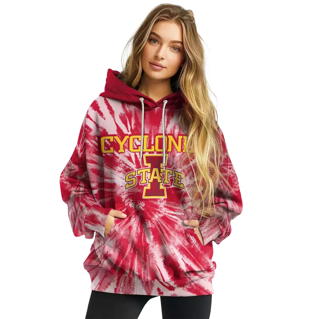 iowa state cyclones tie dye pattern red hoodie high quality iowa state cyclones tie dye pattern red hoodie high quality