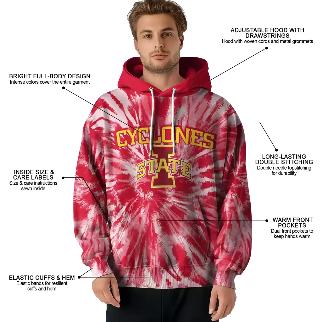iowa state cyclones tie dye pattern red hoodie latest model iowa state cyclones tie dye pattern red hoodie latest model