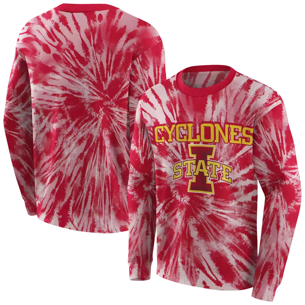 iowa state cyclones tie dye pattern red hoodie premium grade iowa state cyclones tie dye pattern red hoodie premium grade