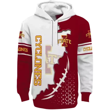 iowa state cyclones triangular pattern red white hoodie best selling