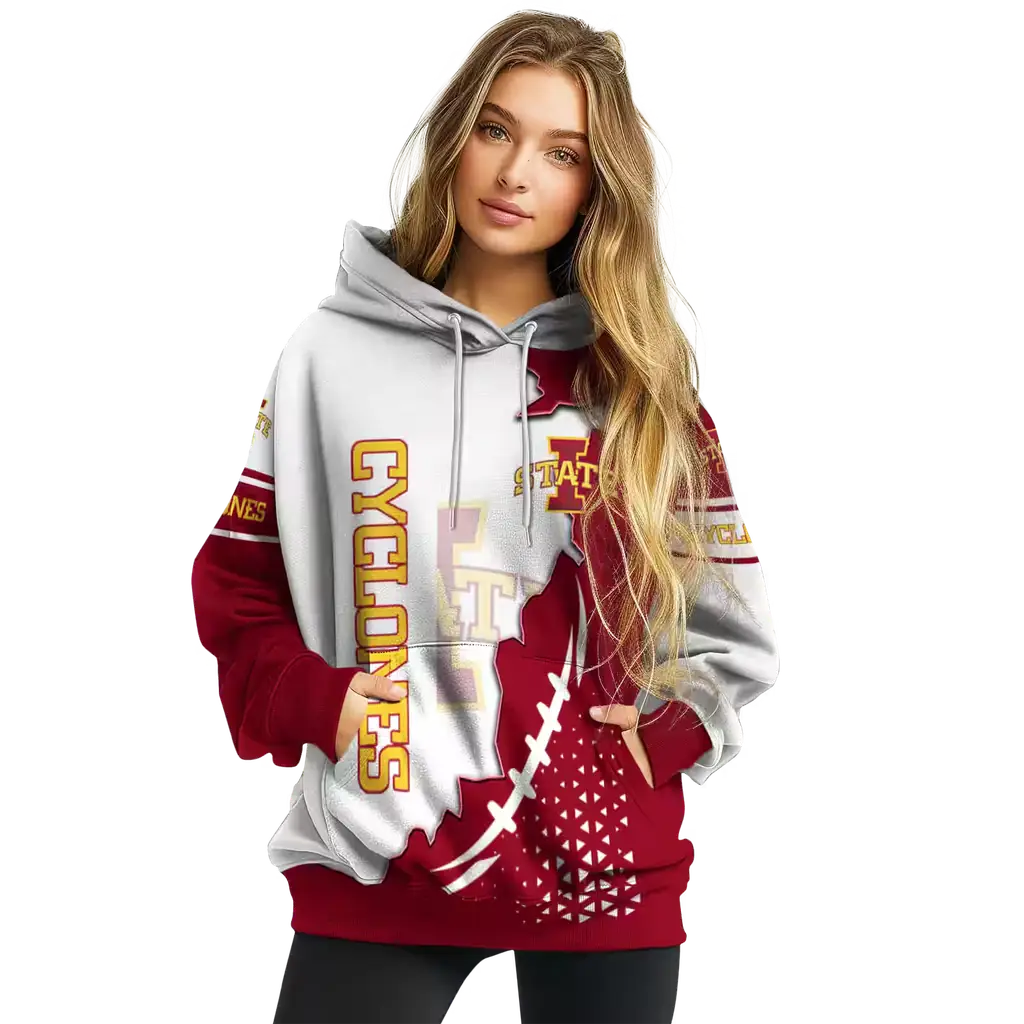 iowa state cyclones triangular pattern red white hoodie high quality iowa state cyclones triangular pattern red white hoodie high quality