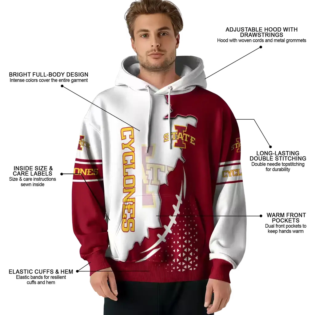 iowa state cyclones triangular pattern red white hoodie latest model iowa state cyclones triangular pattern red white hoodie latest model