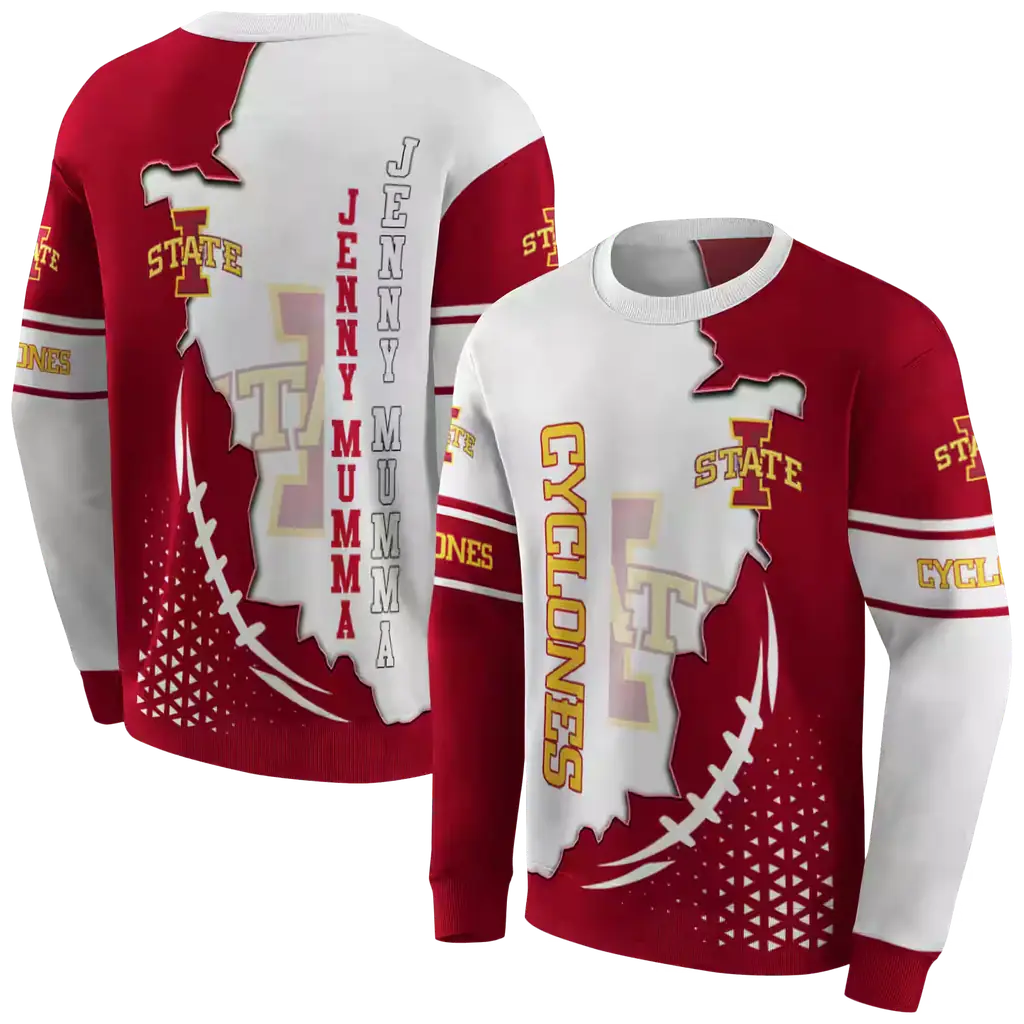 iowa state cyclones triangular pattern red white hoodie premium grade iowa state cyclones triangular pattern red white hoodie premium grade