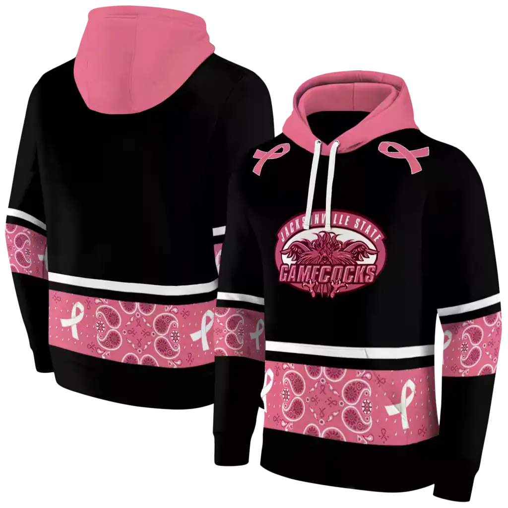 jacksonville state gamecocks awareness ribbon black pink hoodie fashion forward jacksonville state gamecocks awareness ribbon black pink hoodie fashion forward