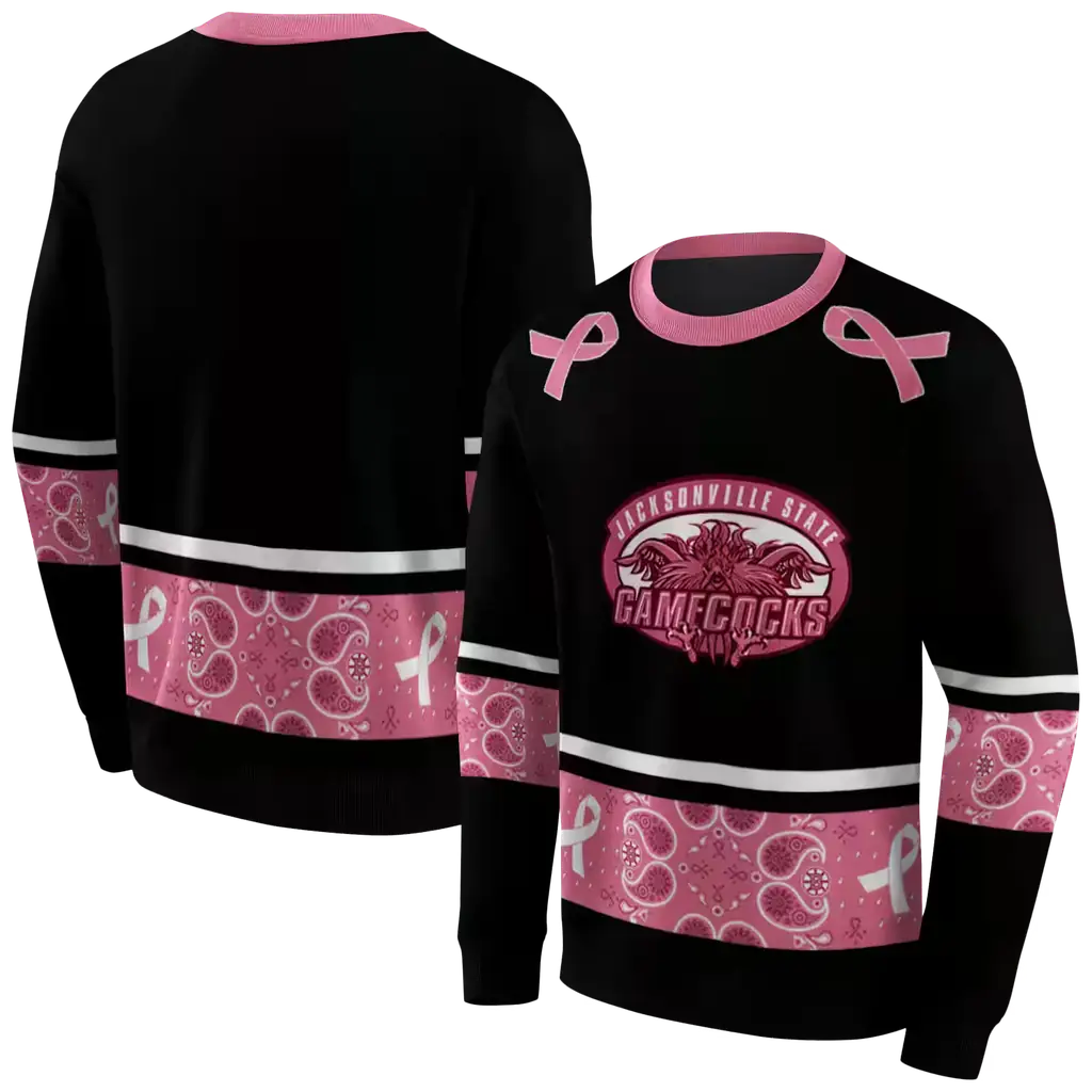 jacksonville state gamecocks awareness ribbon black pink hoodie premium grade jacksonville state gamecocks awareness ribbon black pink hoodie premium grade