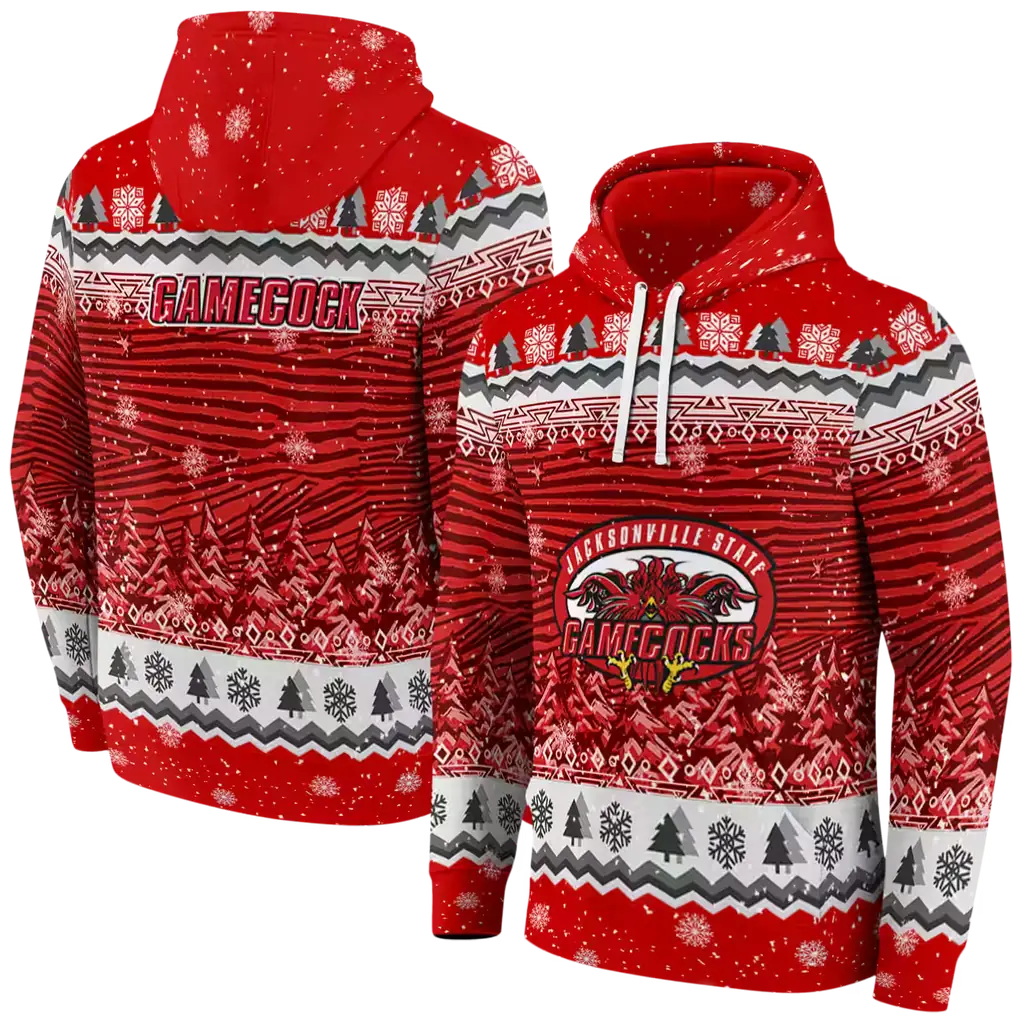 jacksonville state gamecocks christmas trees red hoodie fashion forward jacksonville state gamecocks christmas trees red hoodie fashion forward