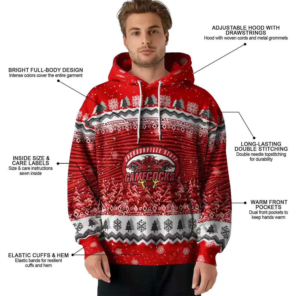 jacksonville state gamecocks christmas trees red hoodie latest model jacksonville state gamecocks christmas trees red hoodie latest model