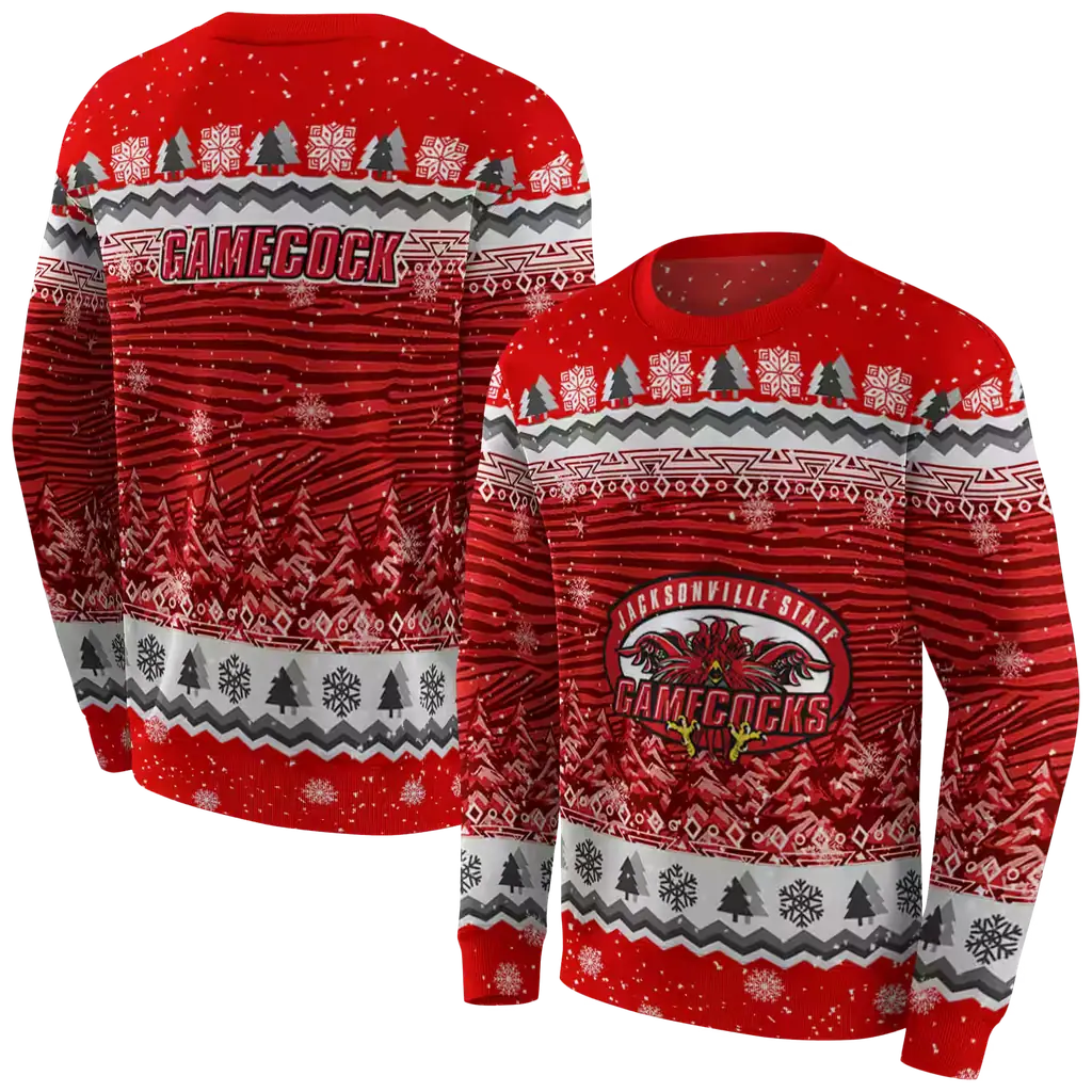 jacksonville state gamecocks christmas trees red hoodie premium grade jacksonville state gamecocks christmas trees red hoodie premium grade